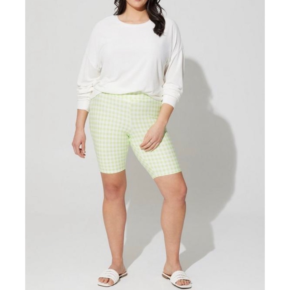 🆕 9 Inch Green Gingham Bike Shorts 1 1X 14 16 2 2X 18 20 NWT Torrid New White